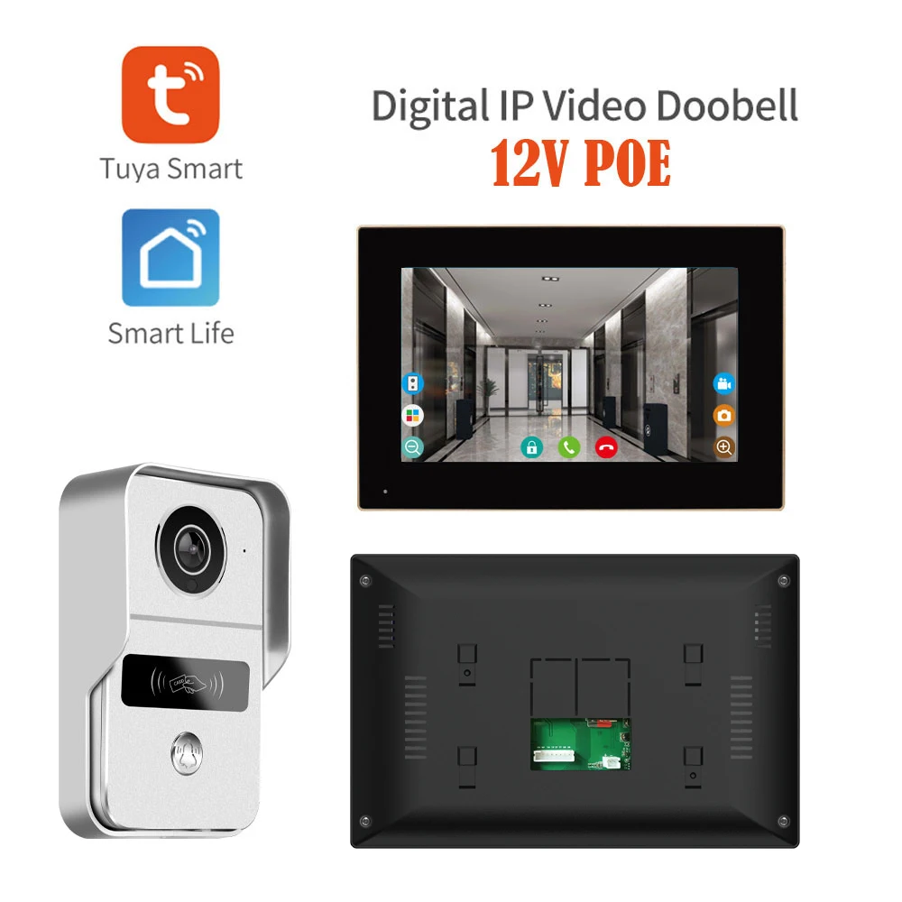 1080P TUYA App WiFi Video Door Phone Smart Home POE Intercom System Wireless IP Video Doorphone Monitor with IR Wired Doorbell