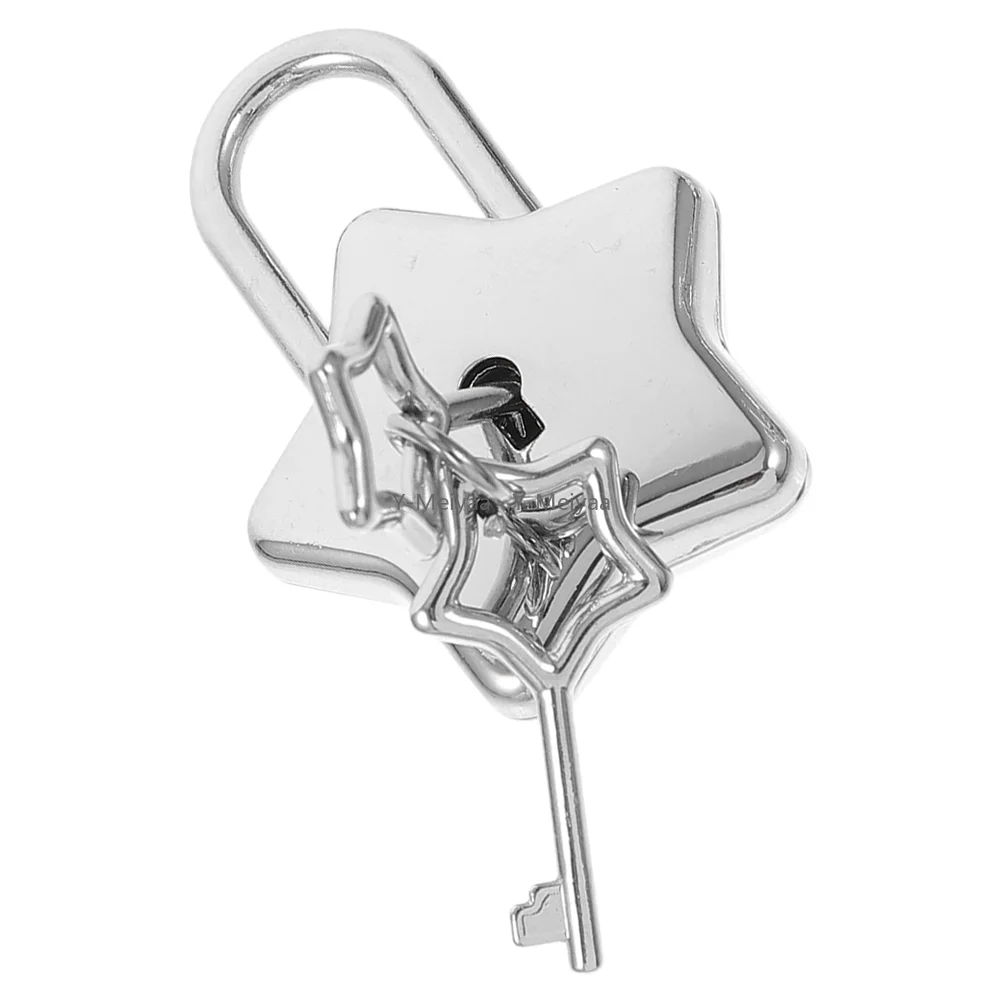 Mini Star Shaped Decorative Lock Diary Padlock DIY Metal Lock with Key for Women Archaisced Locks for Journal