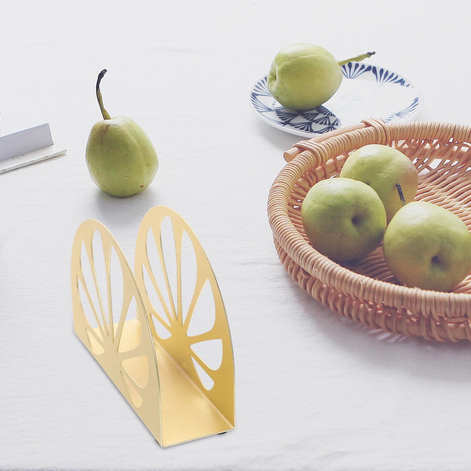 حامل مناديل ذهبية ريترو موزع مناديل الطاولة للمطبخ والمطعم بحافة ناعمة منظم حامل الورق العمودي #5