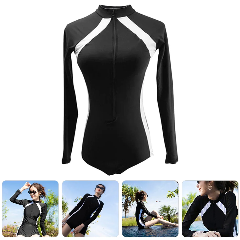 

Long Sleeve Swimwear One Piece High Elastic Bodysuit Uv Protection Women Bathing Suit Swimming Clothes Long Sleeve Swimsuit