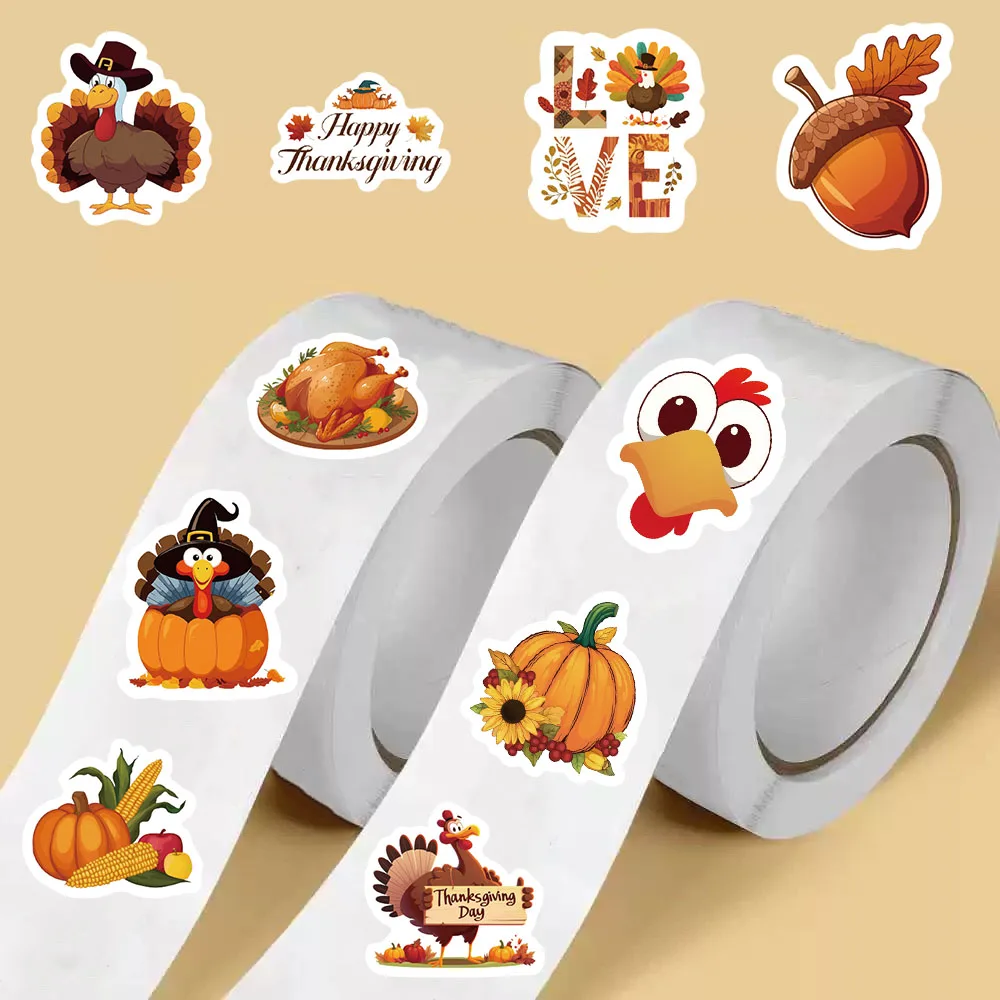 500 قطعة عيد الشكر تجعيد الشعر ملصقات الختم DIY بها بنفسك تركيا الكرتون Photocard Kawaii جيدة الحصاد Waterproo مذكرات سجل القصاصات ملصق ﻿