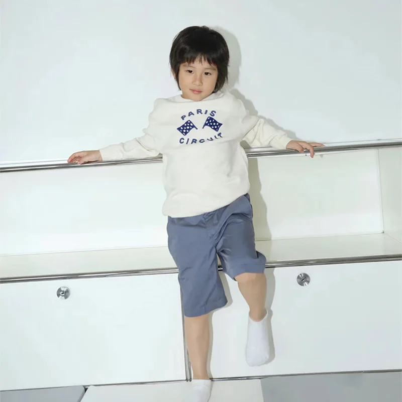 2024 Children's Long Sleeve Cotton Top Clothes Kids Boys Sweater Blue Flag Pullover Knitwea Matching Autumn Winter Outerwear