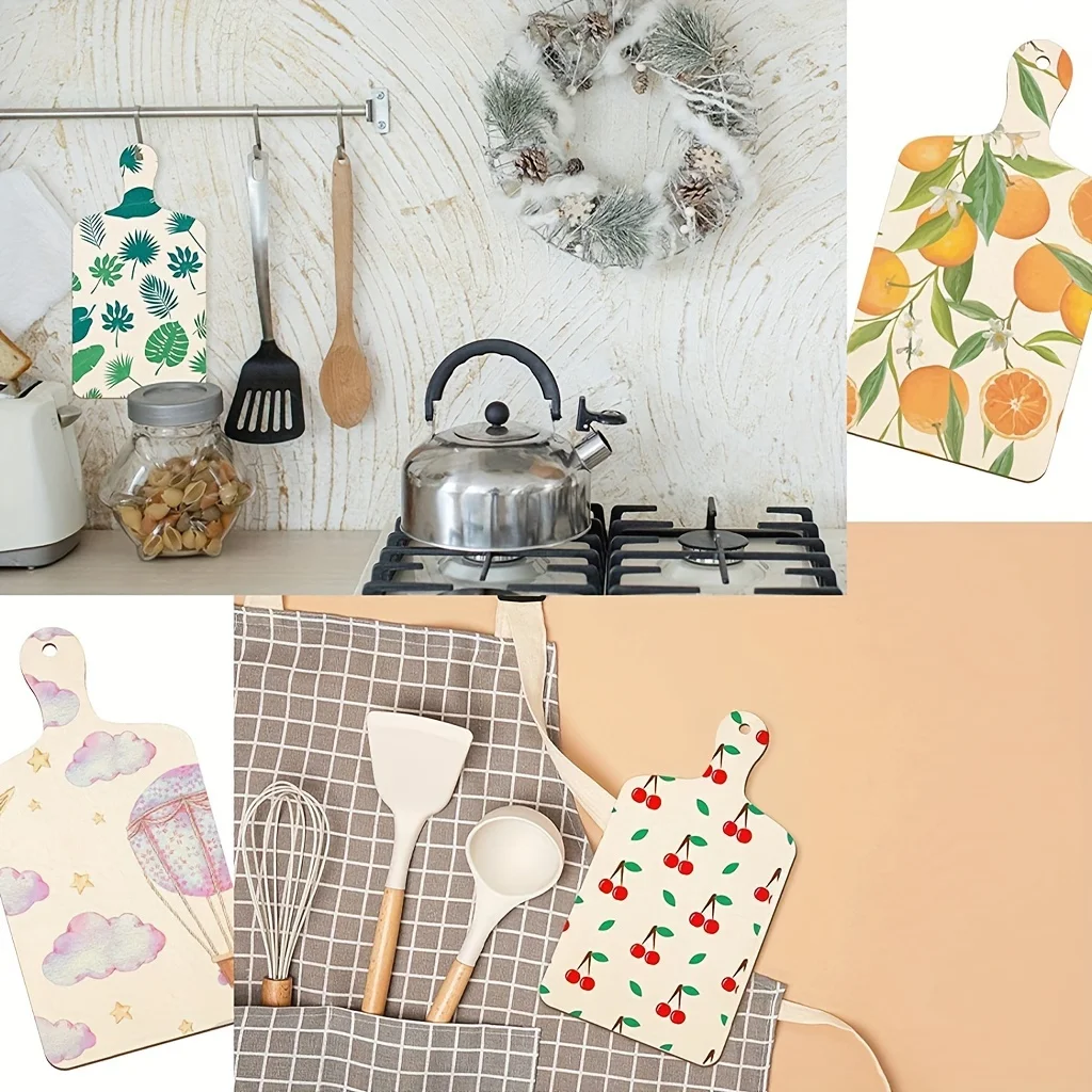 8pcs/4pcs/2pcs(8.26 X 4.64inch ) Wood Mini Cutting Board with Handle,rectangular Unfinished Wood Craft Paddle Tray Cutting Board