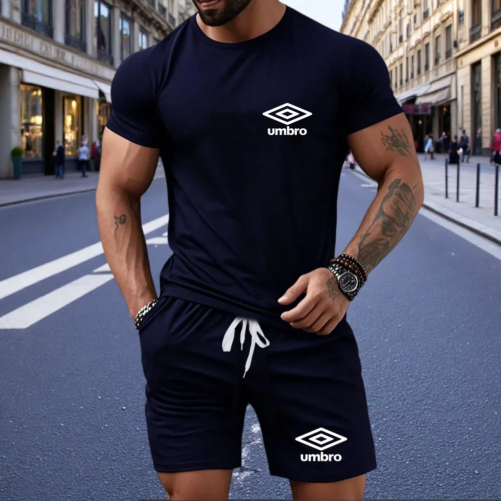 

Fashion Summer Men's Set Short Sleeve and Shorts Set Men's Round Neck Short Sleeve Sportswear Casual Set 2-piece Set