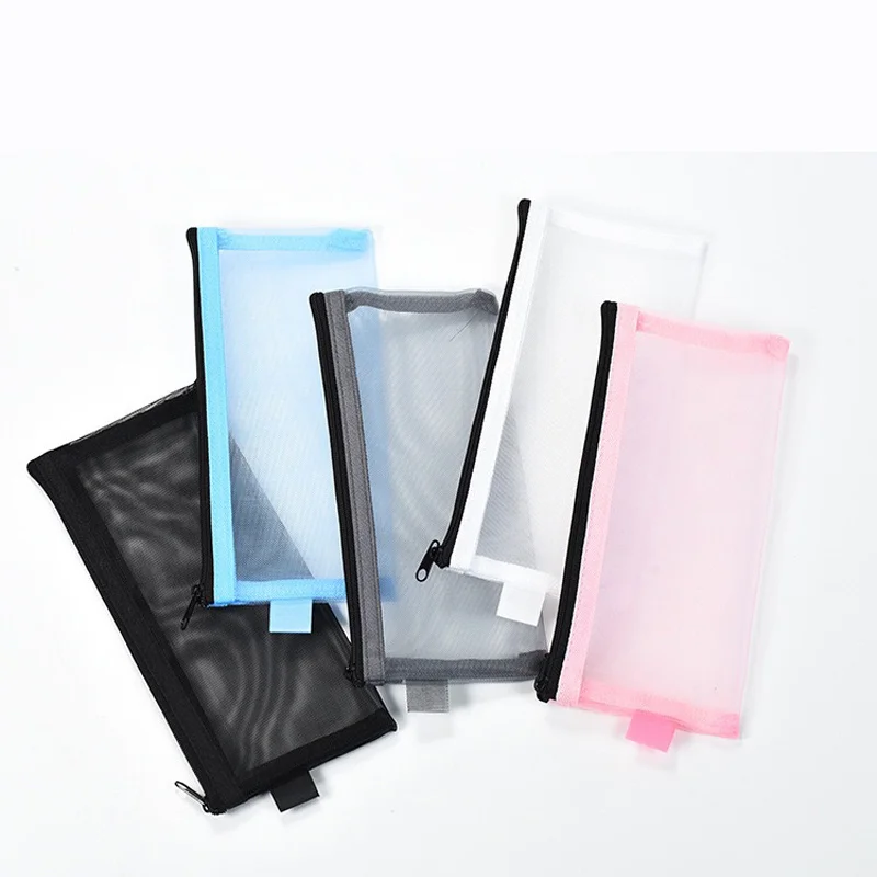 1pc Transparent Mesh Cosmetic Bag with Zipper Closure, Lightweight Installation Portable Organizer Travel, Cosmetic Bag.