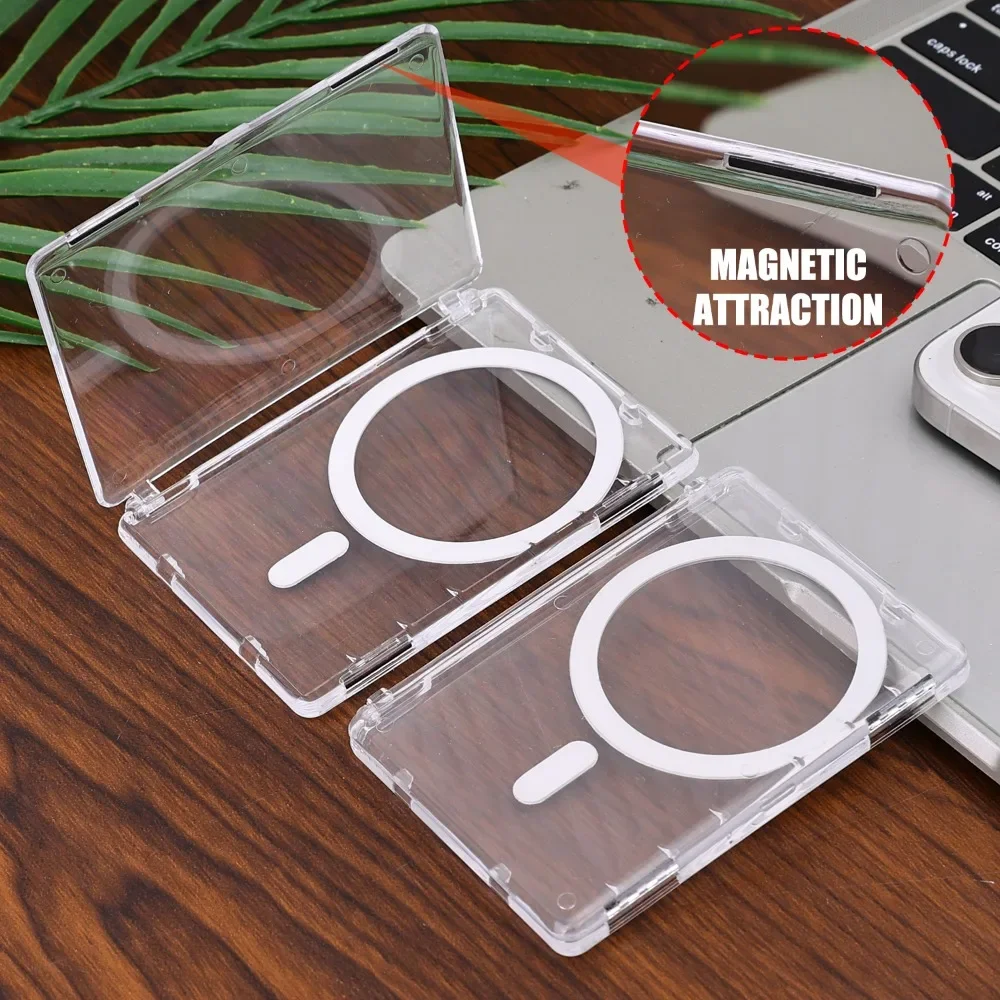 Transparent Magnetic Open Close Type Card Wallet Metal Stand Holder for Magsafe Clear Case for IPhone Card Phone Back Holder
