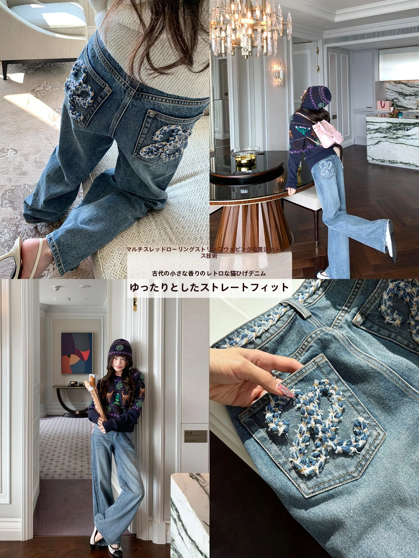 

High Waist Loose Straight Leg Blue Retro Denim Pants Women's Autumn Winter Wide Leg Trousers Small Size Comfortable Cotton