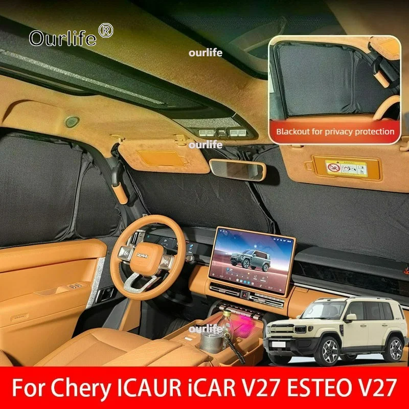 chery-icaur-icar-v27-esteo-v27-2026-2027用、サイドウィンドウ用プライバシーカーテン、前後用、日よけ、断熱、サンシェード