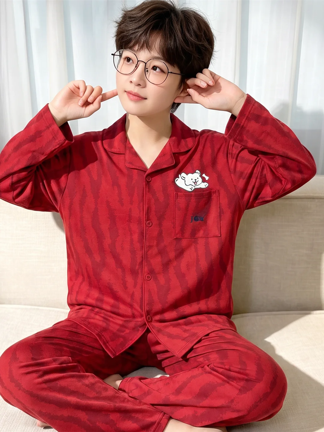 pigiama-a-maniche-lunghe-in-puro-cotone-per-ragazzi-adolescenti-set-di-abbigliamento-da-casa-per-primavera-e-autunno-cardigan-rosso-per-il-nuovo-anno-taglie-grandi-per-bambini