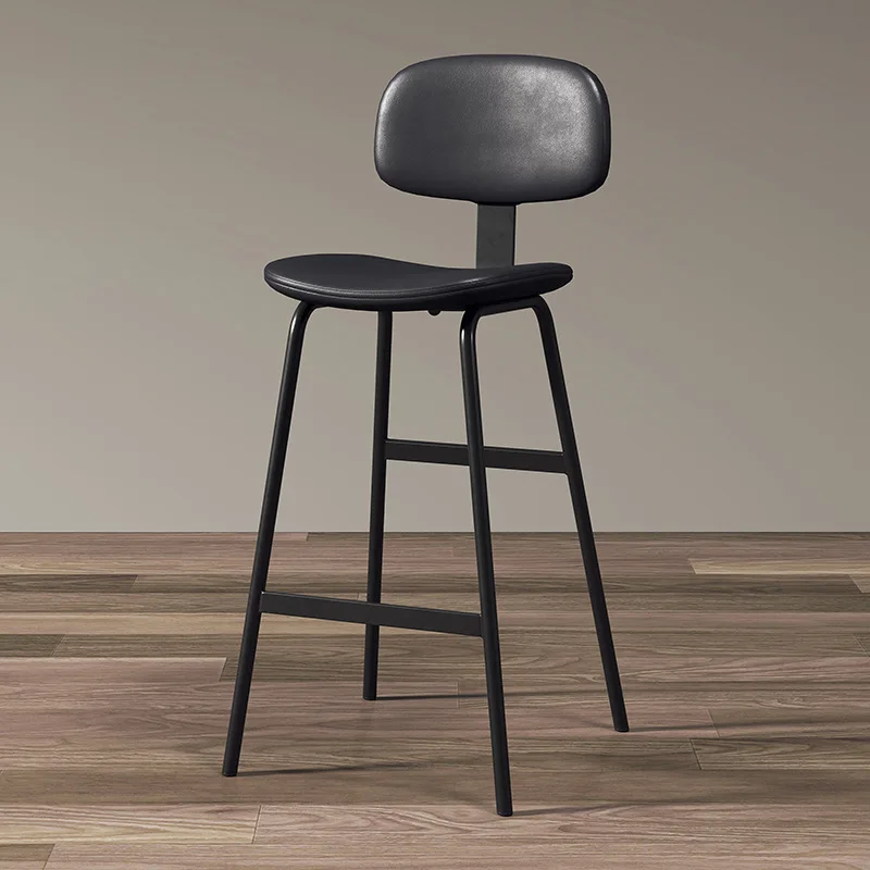 

DSA industrial wind soft bag backrest high stool wrought iron bar chair simple modern home bar stool bar chair