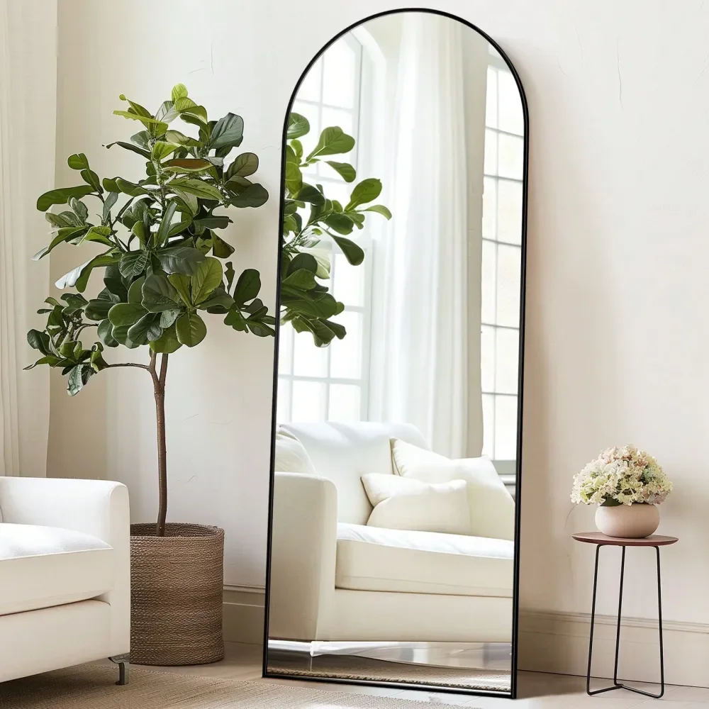 

Зеркало в полный рост, арочное, 59x18,64x21 дюймов, напольное зеркало с наностеклом, большое зеркало для спальни с подставкой, для подвешивания
