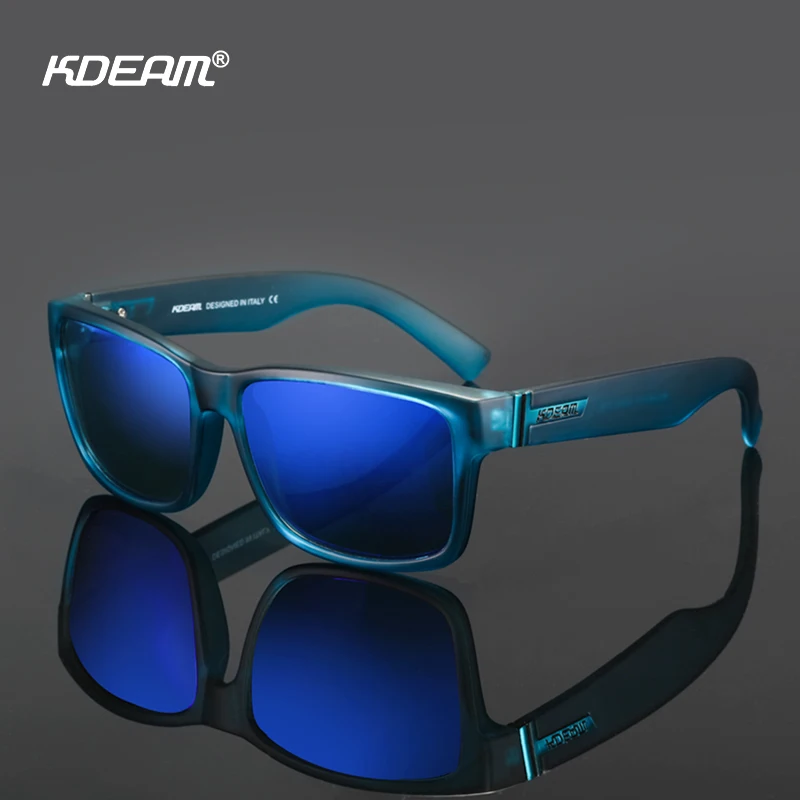 Luxury Sport Brand KDEAM New Fashion Polarized  Sunglasses Classic Square Men Azul Cristal Frame Outdoor Traveling Eyewear UV400