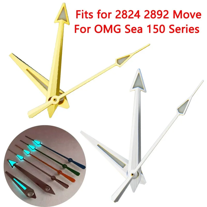 ブルー発光-2824-2892-ムーブメント時計針シルバーグリーンゴールドポインター-omg-sea-150-シリーズ時計部品と互換性あり