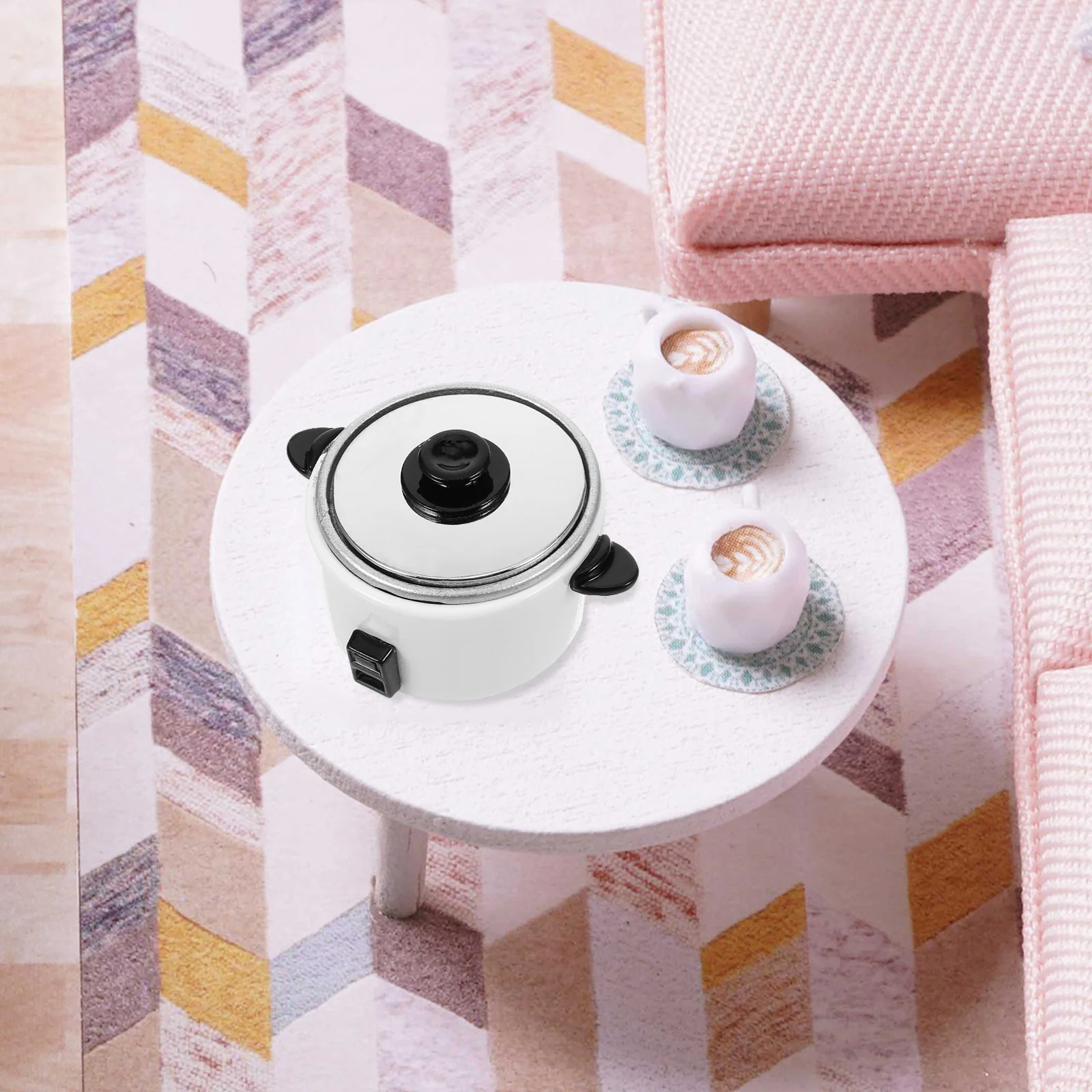 Casa 1:12 Casa delle bambole fai-da-te Mini cucina Simulazione Cuociriso (un pacchetto) Giocattolo Prop Metallo Foto elettrica