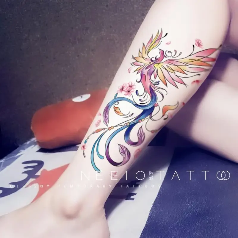 Lasting Phoenix Fake Tattoo for Woman Arm Sexy Art Tattoo Sticker Cartoon Temporary Tattoos Waterproof Tatuajes Temporales
