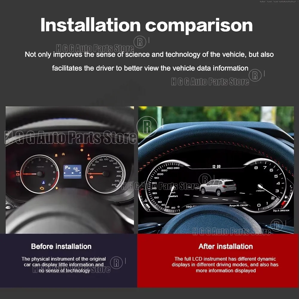 Car dashboard Auto Gauge For Subaru Forester 2019~2024 LCD Instrument Digital Cluster Dashboard Panel Linux System Speed Meter