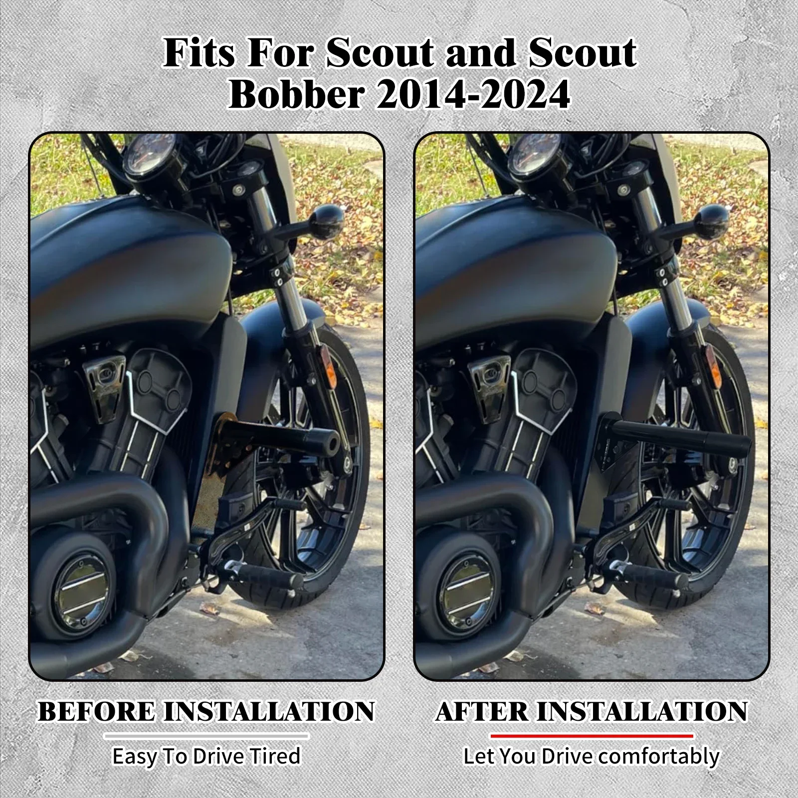 Motorcycle Highway Engine Guard Front Crash Bar Gloss Black Bumper For Indian Scout 2014-2024 Scout Bobber Falling Protectors