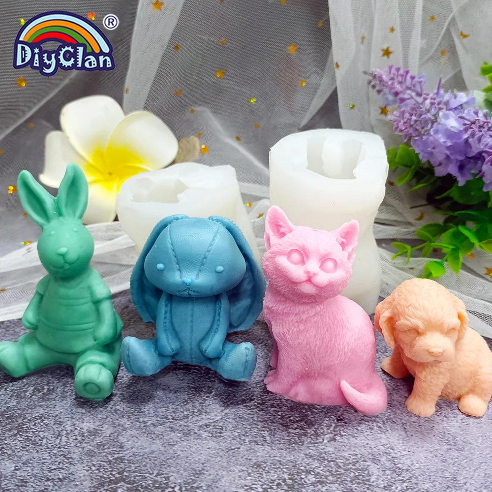 Lovely Animal Model Baking Tool Parent Companion Handmade Silicone Mold Aromatic Plaster Candle Jelly Pudding Mould