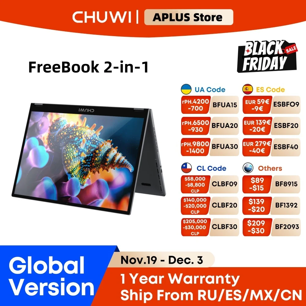 CHUWI 프리북 태블릿 노트북 2-in-1 인텔 N150 13.5인치 FHD 터치스크린 16GB LPDDR5 RAM 512GB SSD WIFI 6 BT5.2 윈도우 11
