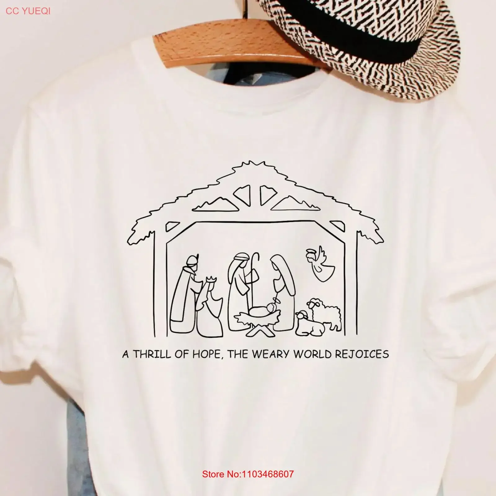 T-shirt « A Thrill Of Hope The Weary World Rejoices » pour les chrétiens, religieux, Noël, la Nativité, Jésus est la Raison, style vintage délavé