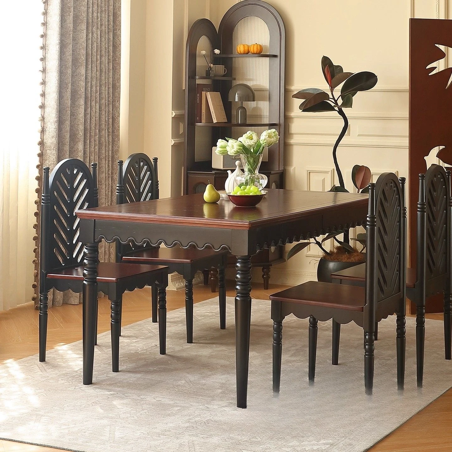 French vintage style solid wood dining table with drawers vintage style home rectangular dining table and chair combination