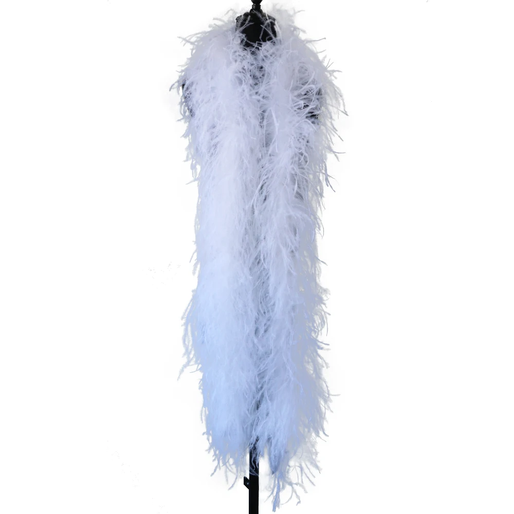 

6ply Fluffy Ostrich Feather Boa Shawl Crafts White Marabou Plumas Coats For Sewing Wedding Clothing Party Halloween Decoration