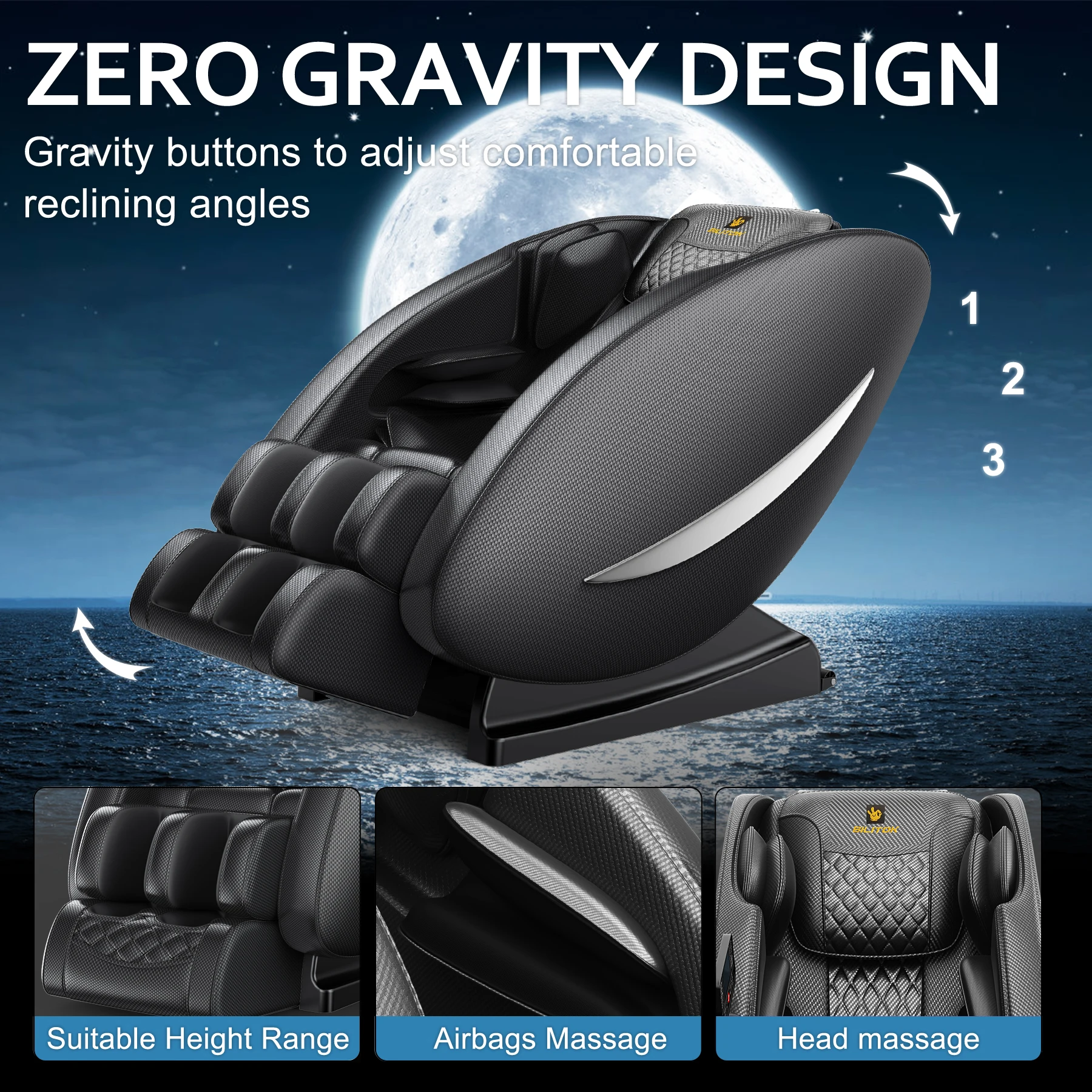 Zero Gravity Recliner Massage Chair with Full Body Heating, Bluetooth Speakers, Airbags, and Foot Roller