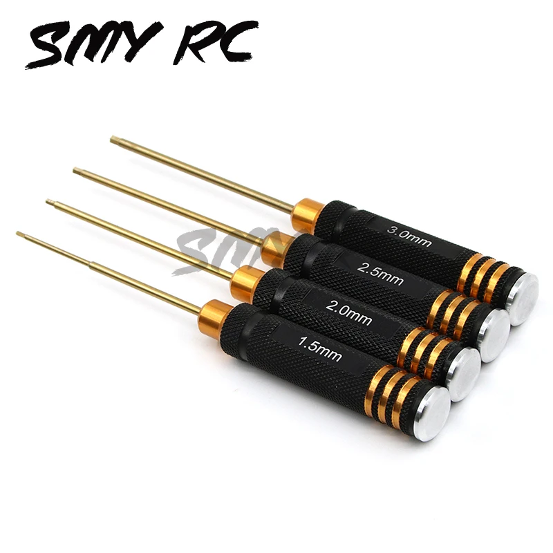 

4 Pcs/set Titanium Plating 1.5/2/2.5/3mm Hexagon Screwdriver Screw Driver Tool Kit for RC Model Car Boat Airplane