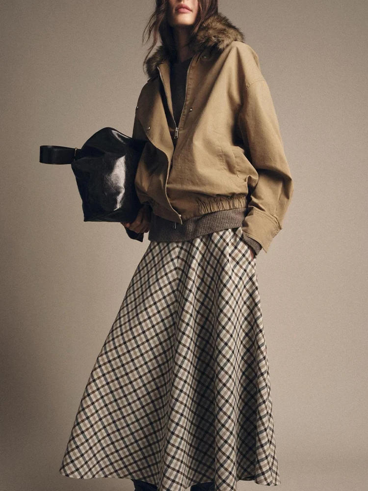 

Европейский и американский стиль 2025, осенние новые поступления, женская одежда, модный дизайн, куртка-бомбер из искусственного меха