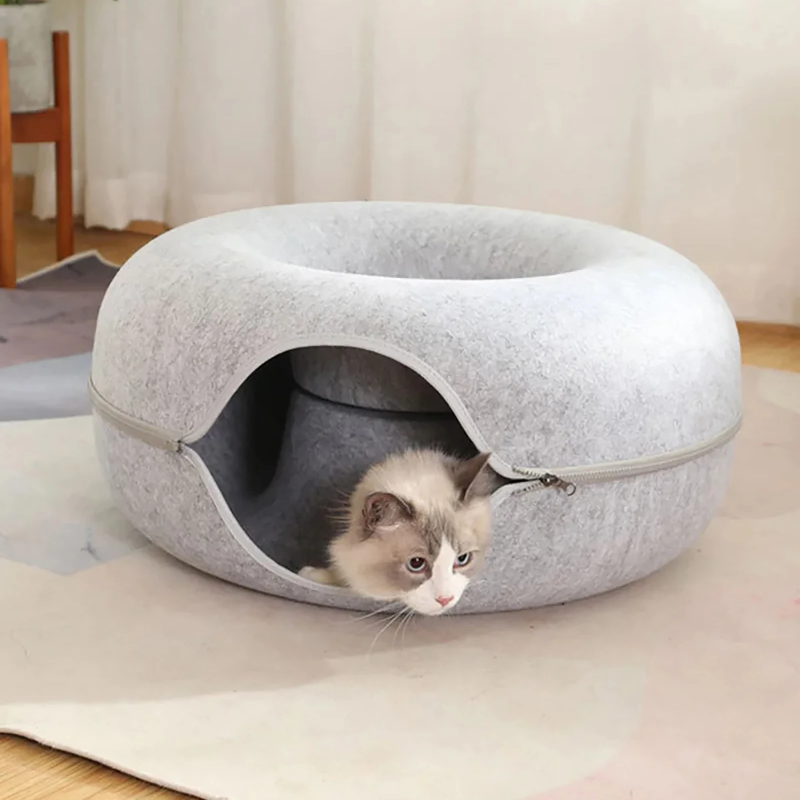 Donut Cat Bed Pet Cat Tunnel Interactive Game Toy Cat Bed Dual-use Indoor Toy Kitten Sports Equipment Cat Training Toy Cat House