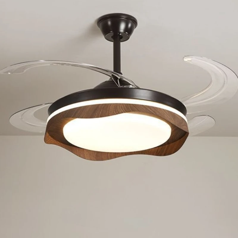 French Vintage Style Acrylic Ceiling Fan Lights for Restaurant Dining Table Ambiance House Cube Interior LED Lighting Fixtures
