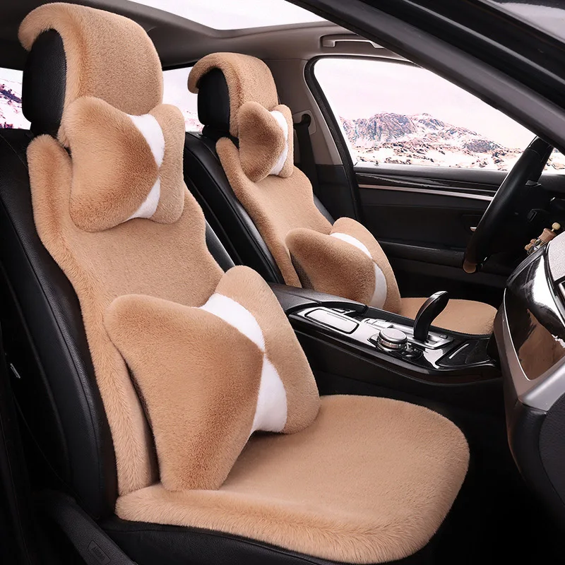 Winter Soft Faux Fur Thickened Seat Cover, Universal Fit Car Interior Decoration, Plush Cushion for Cold Days