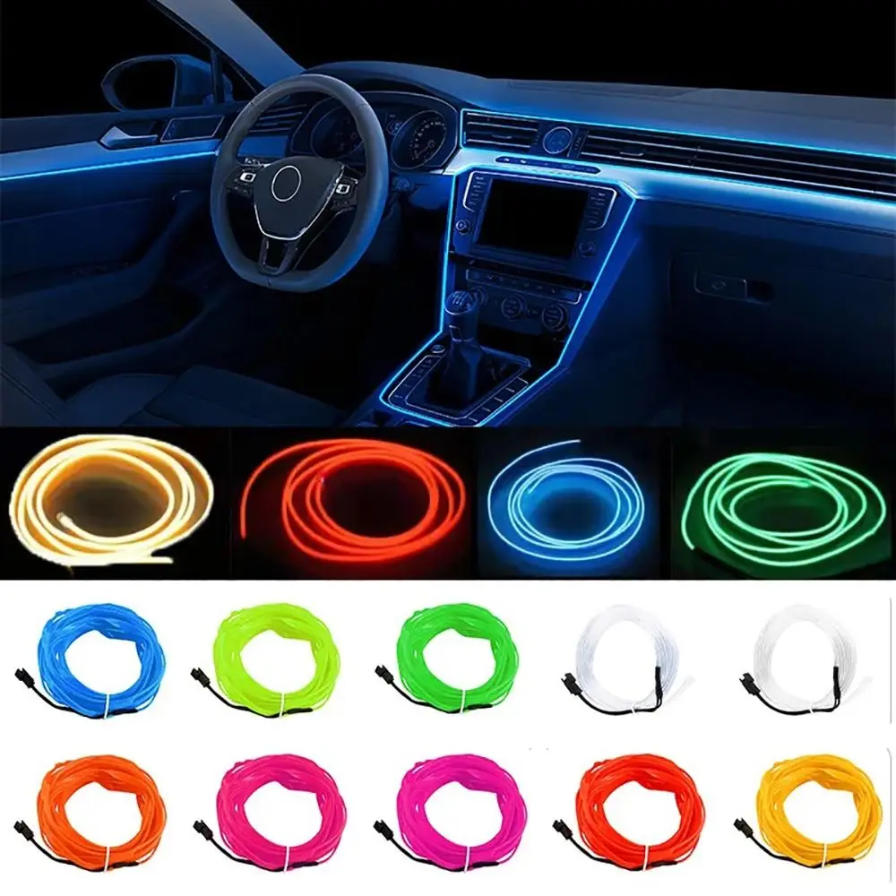 

1Pcs Durable Clothing Luminous Glow EL Wire Cable LED Neon DIY Costumes Car Light Decoration 1Meter Clothes Ball LED Strip Tape