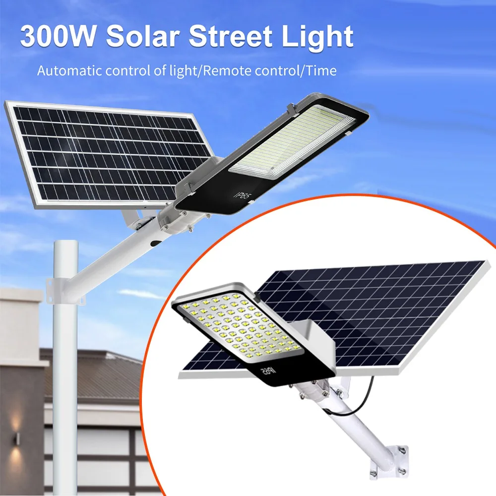 IP 65 Solar Street Light Outdoor Solar Lamp 5054 Lens Beads High Power Rainproof Lightning Protection Super Bright Home Garden