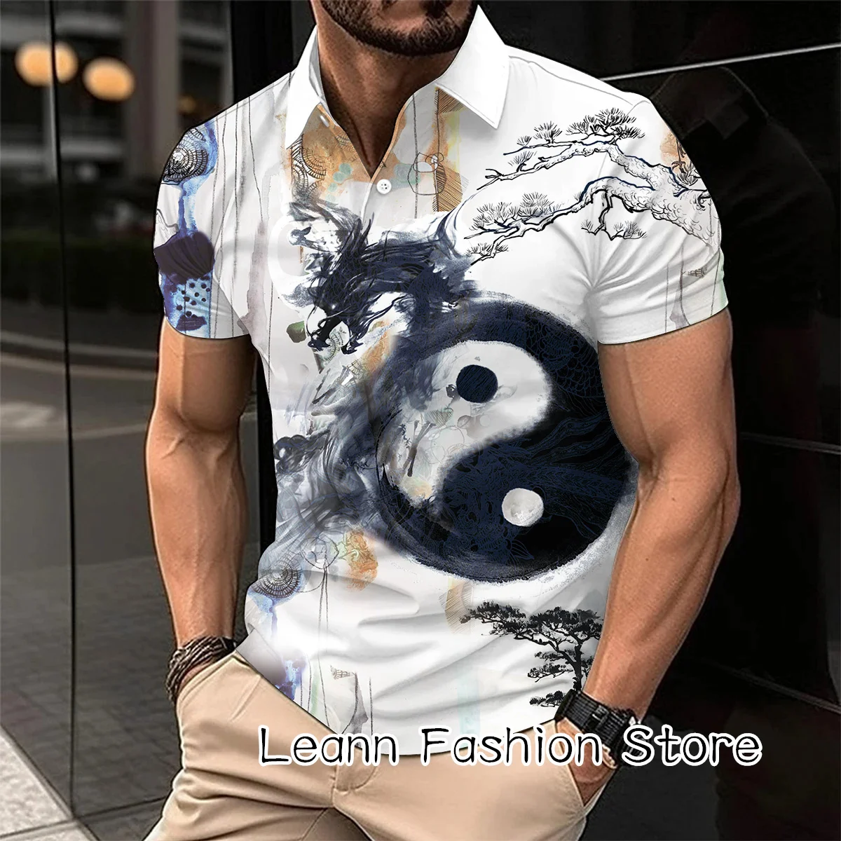 2024 Chinese Dragon New Year Polo Shirt Summer Men Vintage Clothing High Quality Casual Tops Tees Fashion Button Lapel Camiseta