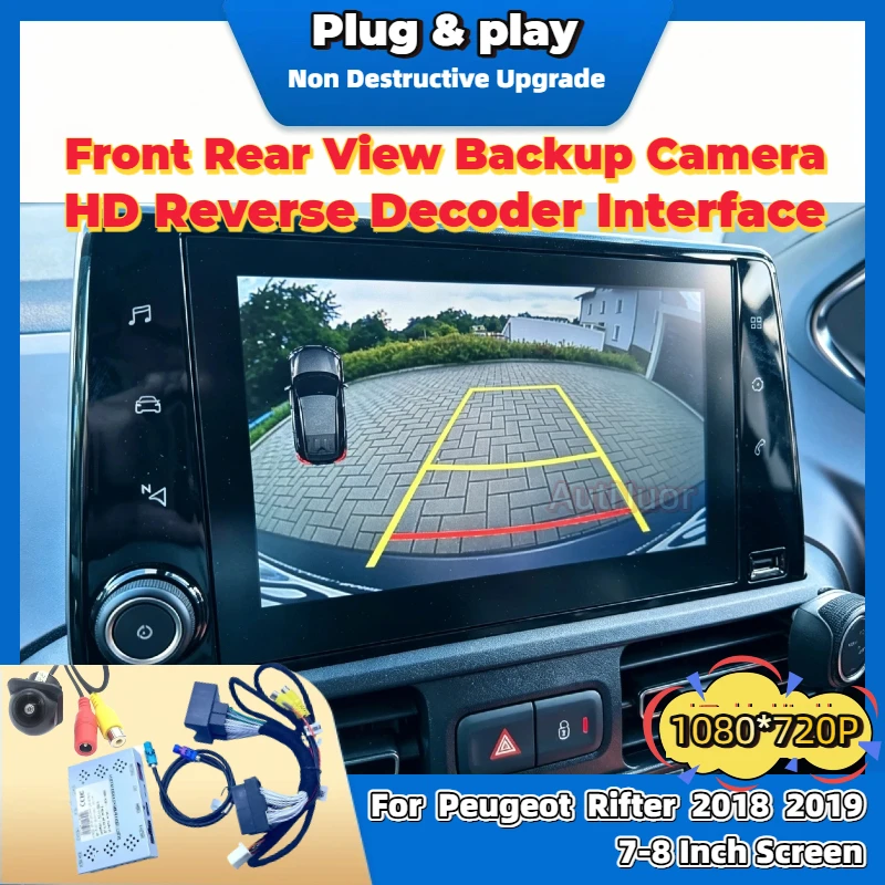 Parking Reverse Camera Kit Special For Peugeot Rifter 2018 2019 Original Screen Plug & Play HD Front Rear View BackUp Camera