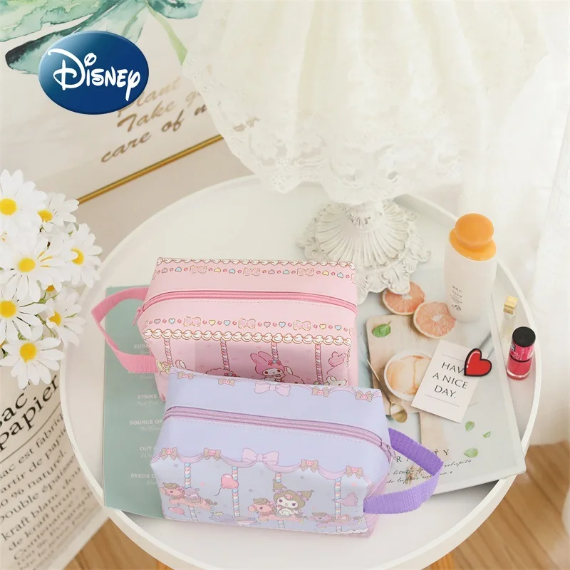 Disney 2022 nova bolsa de cosméticos das mulheres dos desenhos animados bonito moda maquiagem bolsa grande capacidade alta qualidade saco de