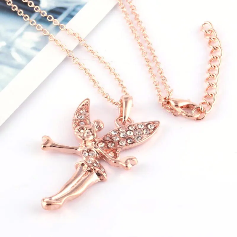 Fashion Gold Plated Fairy Necklace Angel Jewelry Zircon Wing Pendant Necklaces for Women Birthday Anniversary Gift Wholesale