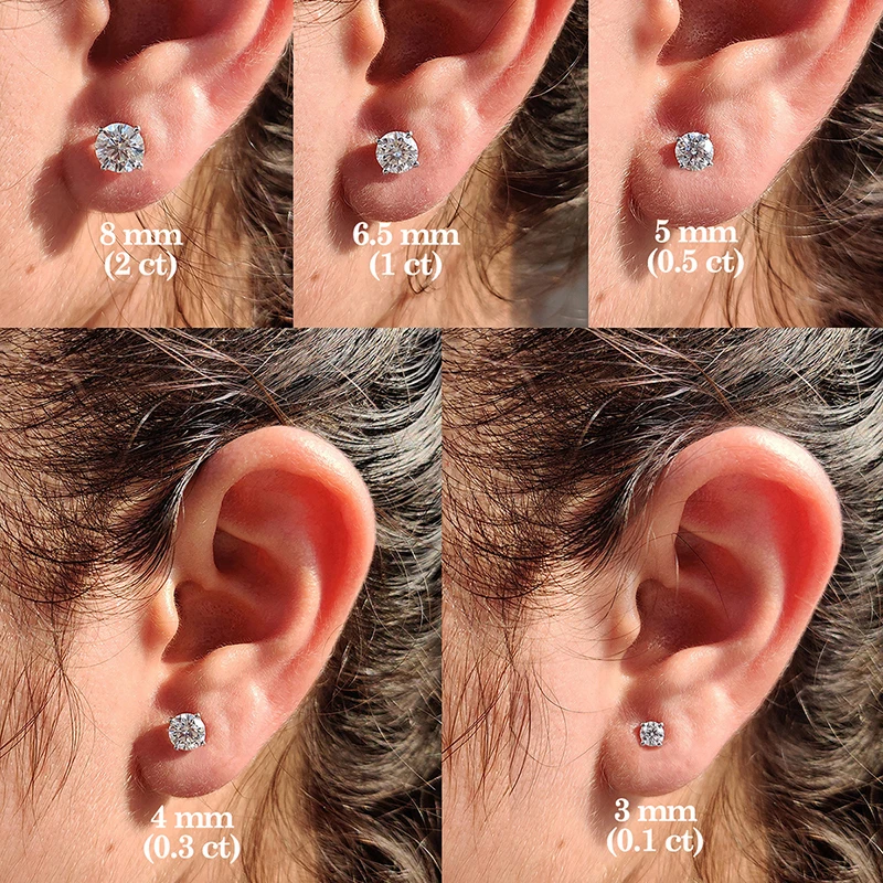Women's Moissanite Diamond Stud Earrings, Platinum Plated Gift