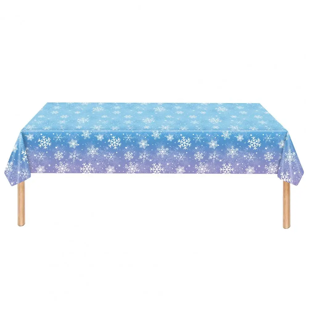 Christmas Winter Plastic Tablecloth Elegant Winter Party Decor Winter Wonderland Snowflake Disposable Tablecloth for Christmas