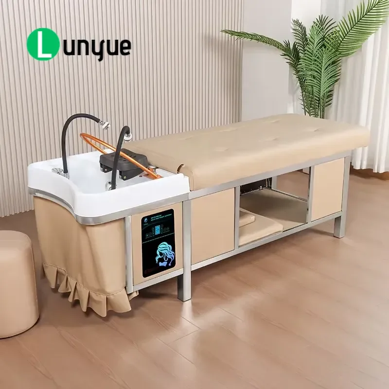 Multifunctional Stainless Steel Head Spa Bed Double Tap Water Circulation Massage Furniture for Beauty Equipment