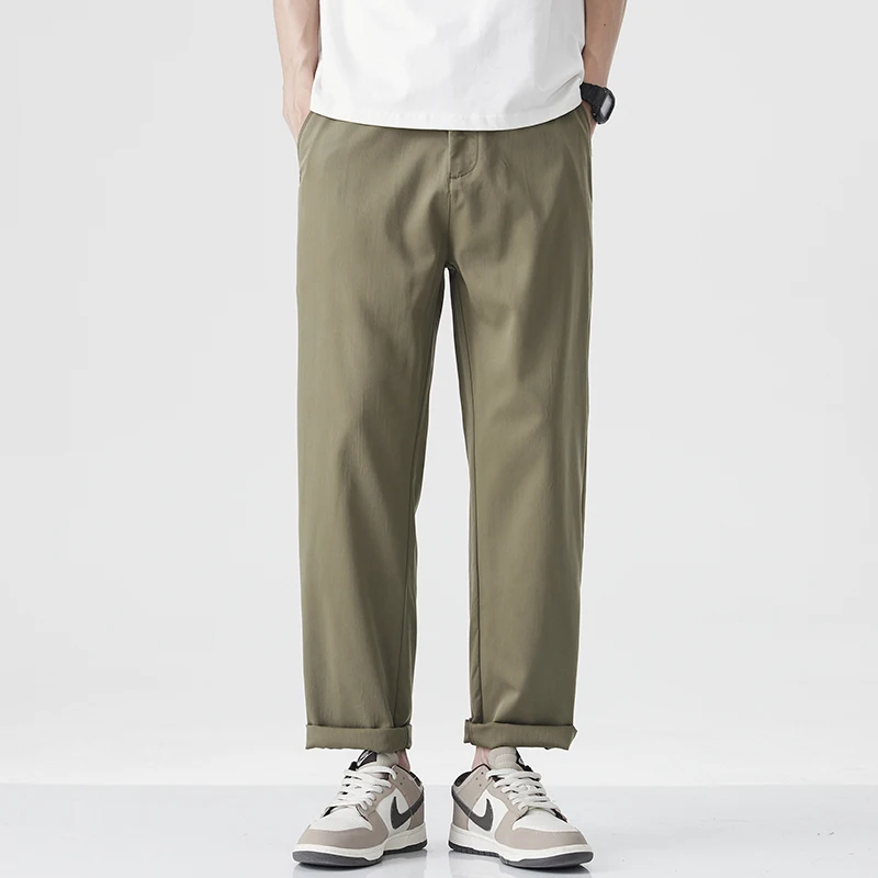 

Men Spring Summer Loose Comfortable Lightweight Business Fashion Casual Pants Streetwear Ankle-length Trousers