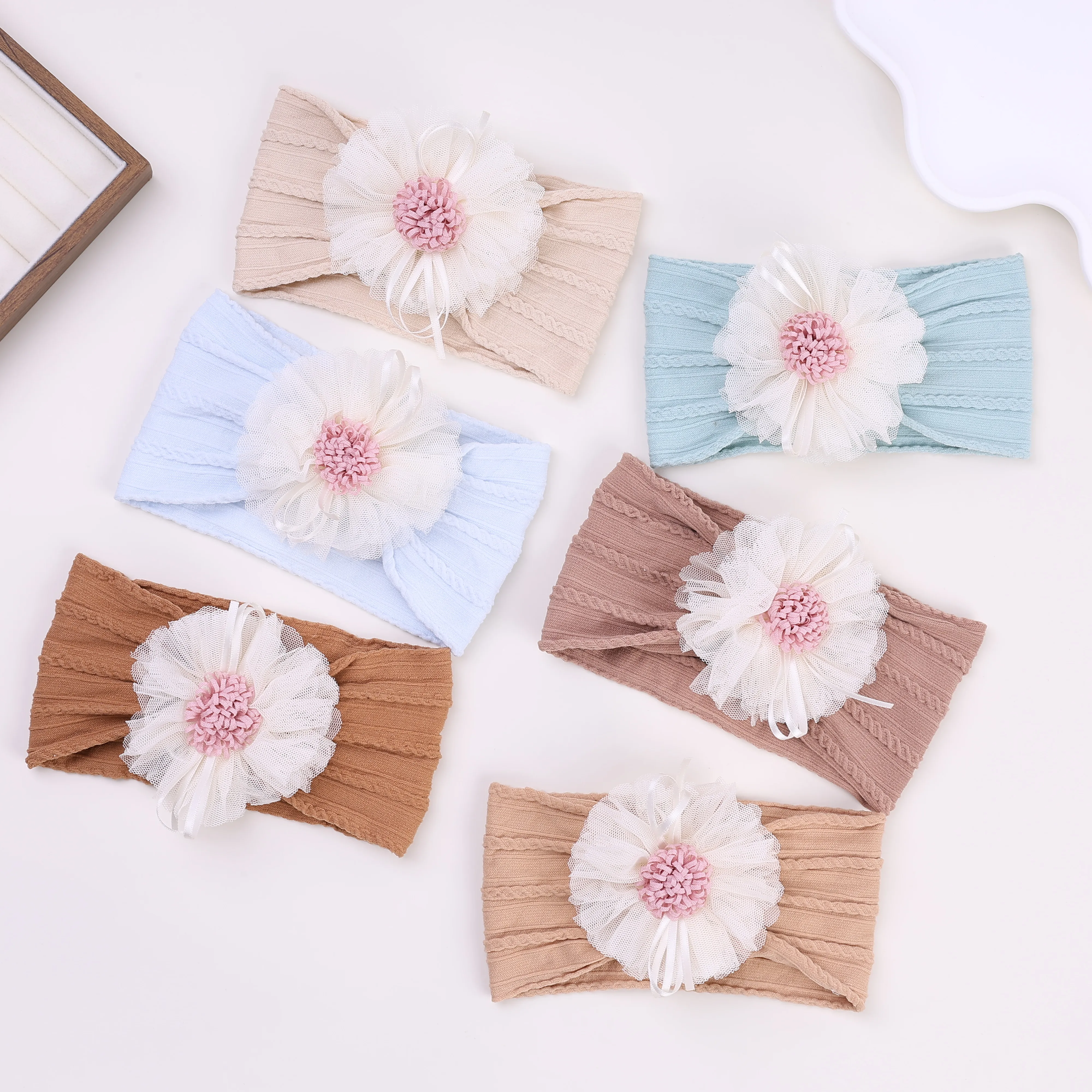

Baby Girl Flower Headbands Soft Stretchy Nylon Hair Bands with Adorable Floral for Newborn Infant Toddler Hair Accessories