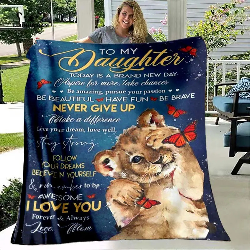 To My Daughter The Love Gifts Throw Blankets Flannel Soft Bedspread Sofa Travel Camping Birthday Christmas Xmas Navidad Gift