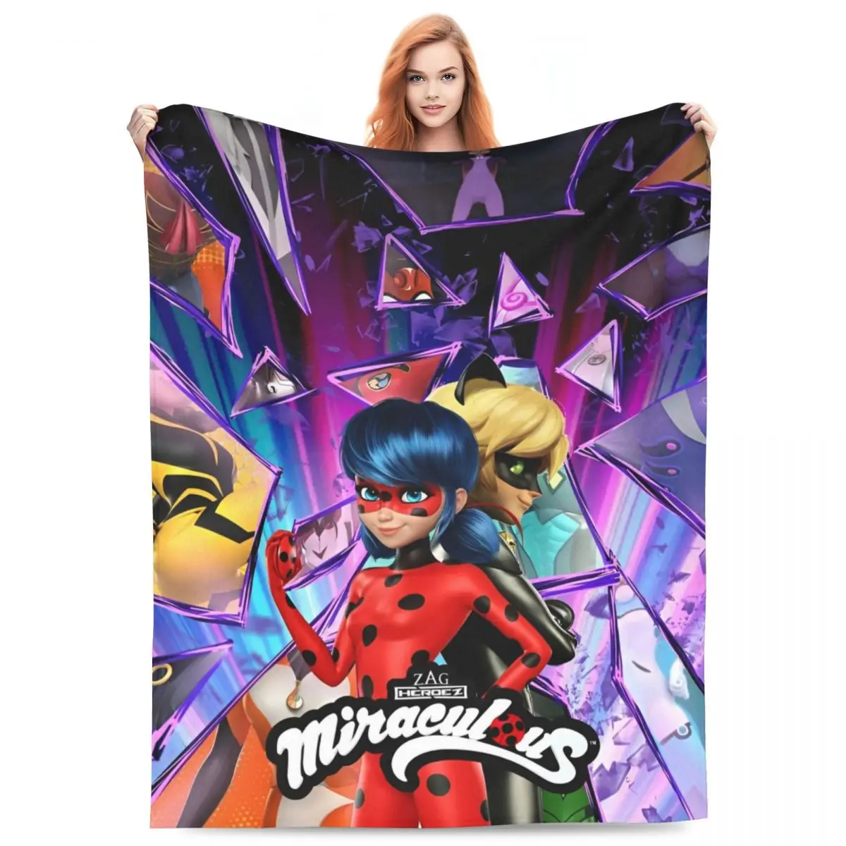 

Miraculou Superhero Magical Girl Blanket Flannel Lightweight Thin Throw Blanket for Bedding Couch Bedroom Quilt