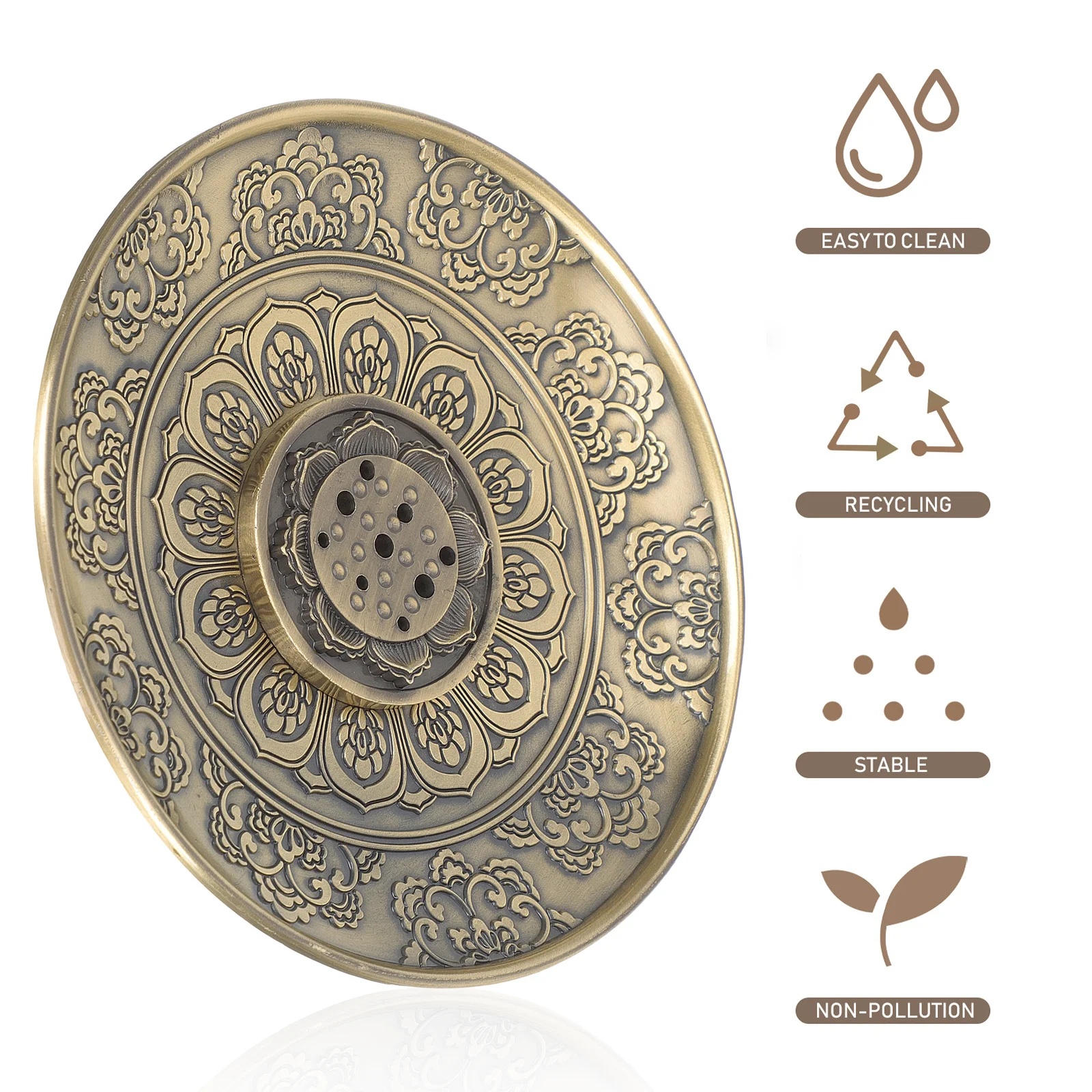 

9 Holes Bronze Incense Holder Lotus Design for Meditation Yoga Room Home Office Decor ,Incense Stick Holder with