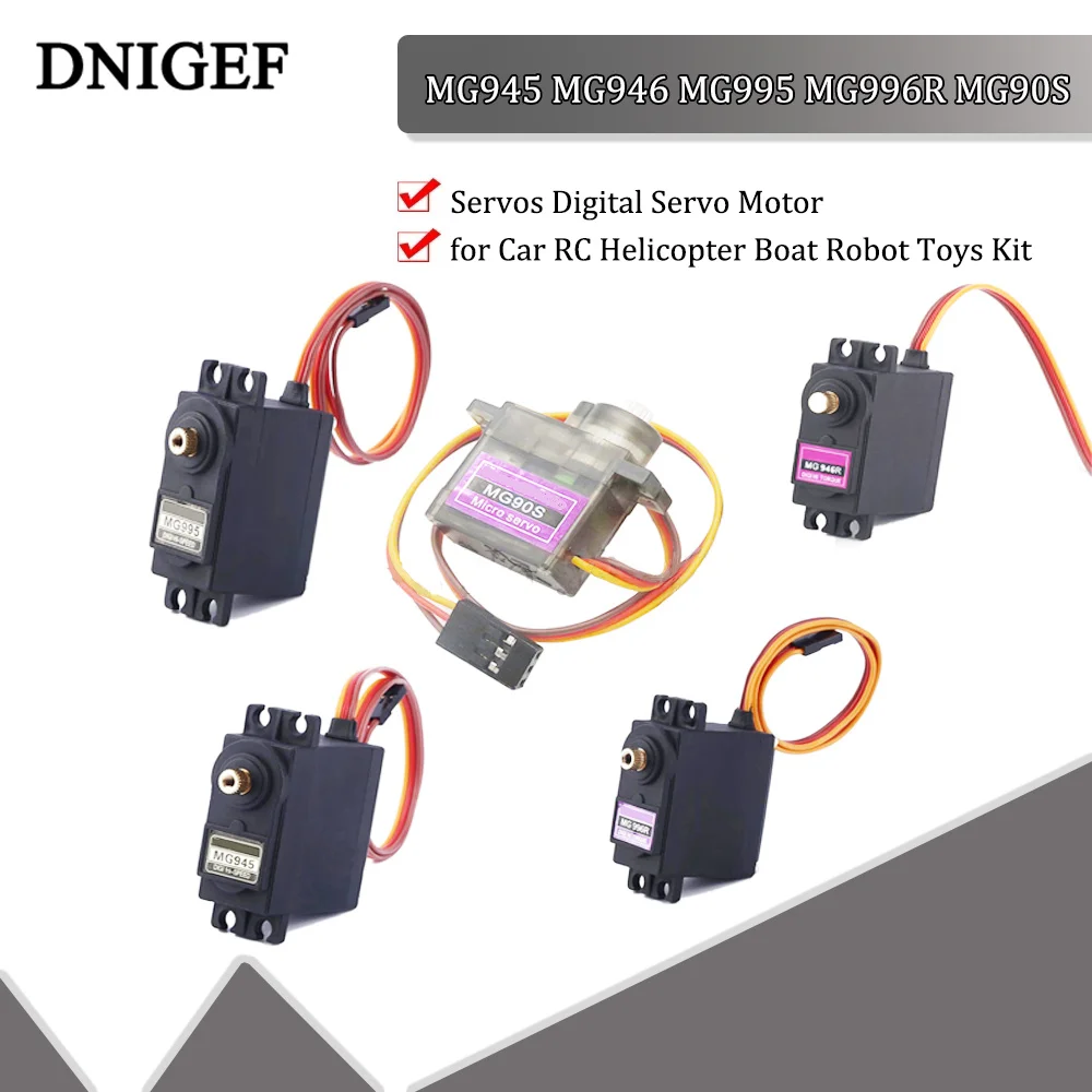 DNIGEF 1 PCS MG945 MG946 MG995 MG996R MG90S Servos Digital Servo Motor for Car RC Helicopter Boat Robot Toys Kit