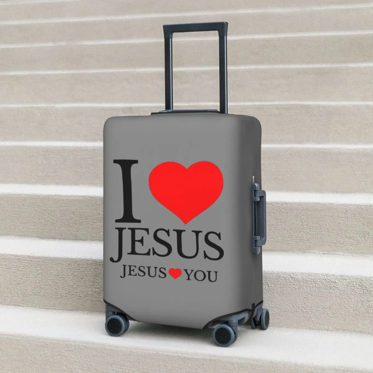 I LOVE JESUS -JESUS LOVES YOU CHRISTIAN スーツケースカバー 旅行 フライト 実用的な荷物用品 プロテクター