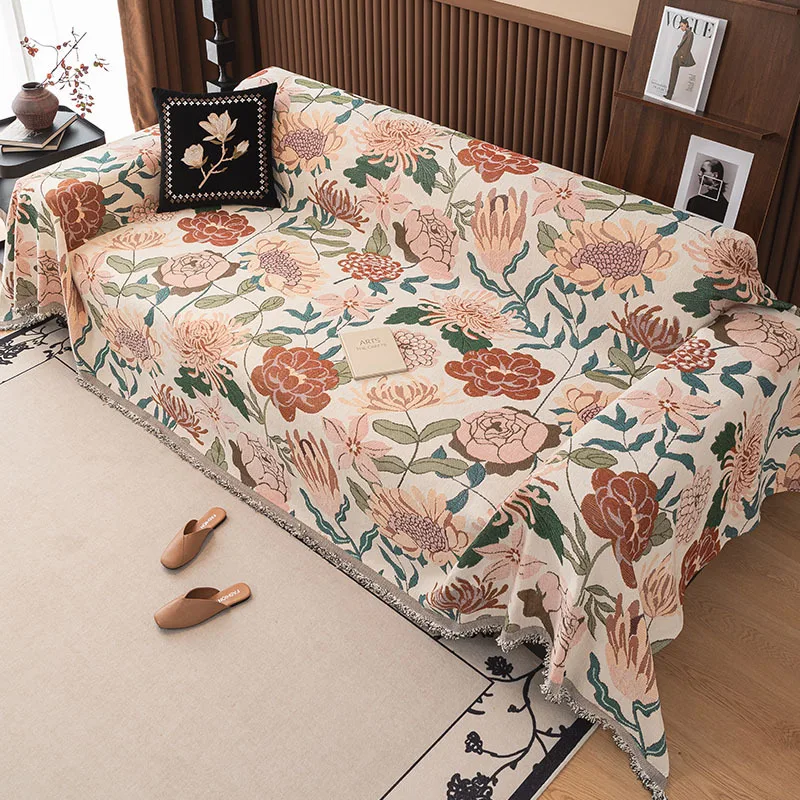 

Ethnic Style Sofa Cover Blanket All Cover Geometric Floral Pattern Jacquard Yarn-Dyed Sofa Cover Upholstered Sofa Seat Covers