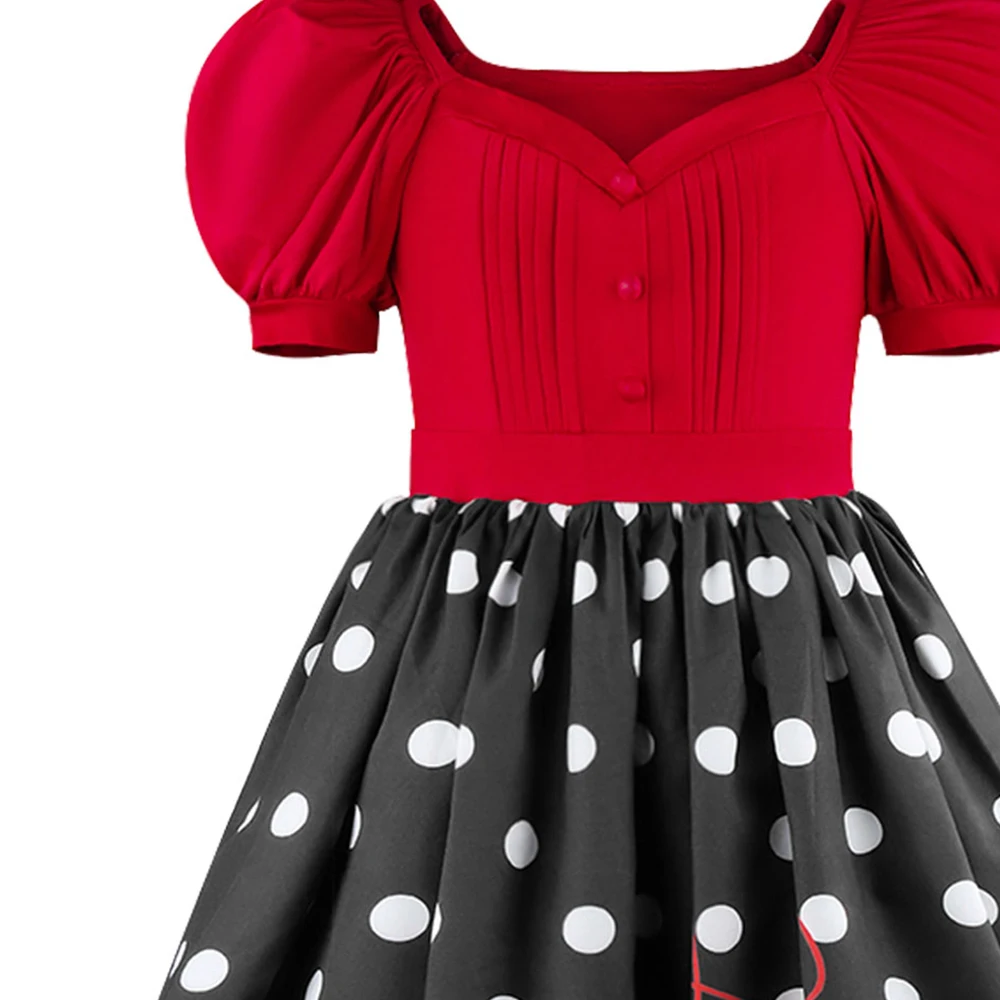 Cute Red Princess Children's Short sleeved Dress for 3-10Y NewYears Clothes Thanksgiving Day Fantasy Carnival Party Clothing